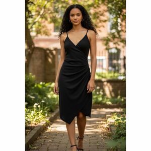 GOLDRAY NWT Black Sleeveless Ruched Dress M